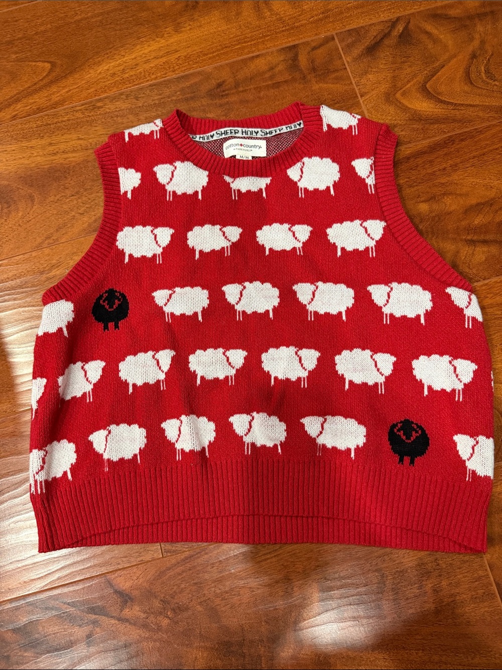Parkhurst Red Sheep Pattern Sleeveless Sweater Vest